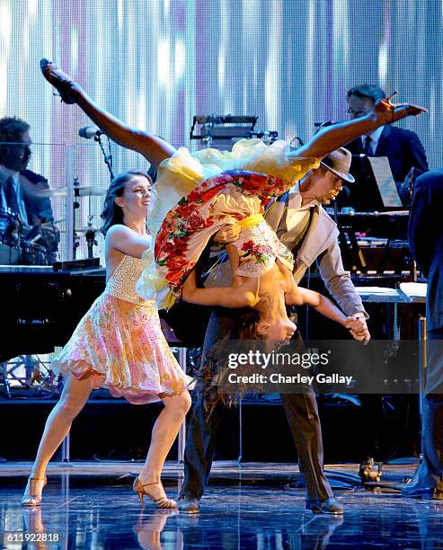 Derek Hough dances onstage during the MPTF 95th anniversary celebration with "Hollywood's Night Under The Stars" at MPTF Wasserman Campus on October...