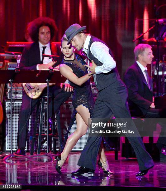 Derek Hough dances onstage during the MPTF 95th anniversary celebration with "Hollywood's Night Under The Stars" at MPTF Wasserman Campus on October...