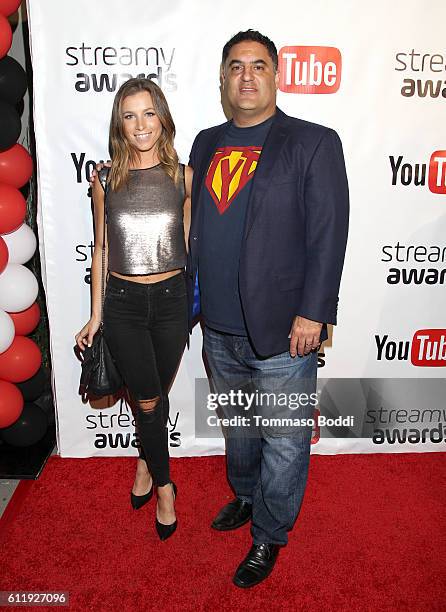 Nominees Hannah Cranston and Cenk Uygur attend the official Streamy Awards nominee reception at YouTube Space LA on October 1, 2016 in Los Angeles,...