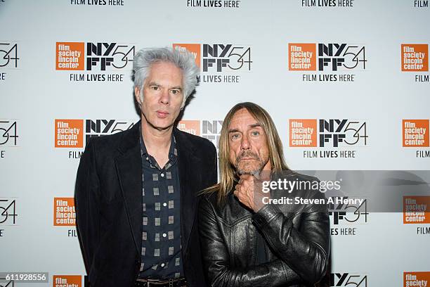 Jim Jarmusch and Iggy Pop attend the 54th New York Film Festival - "Gimme Danger" Intro And Q&A at Alice Tully Hall, Lincoln Center on October 1,...