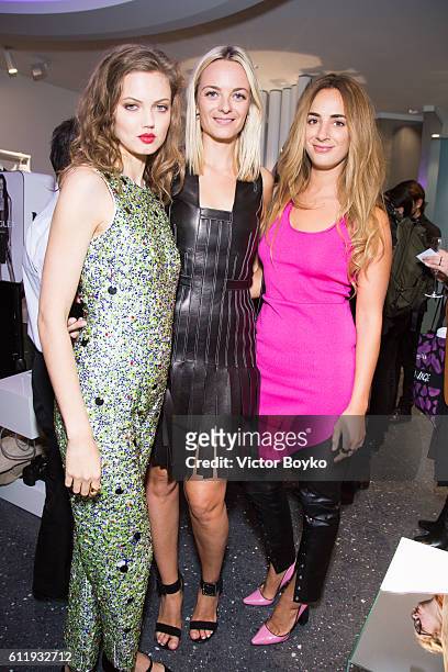 Lindsey Wixson; Virginie Courtin Clarins and Alexia Niedzielski attend the Mugler Paris Store - Opening Cocktail Party as part of the Paris Fashion...