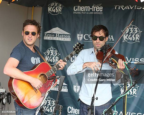 Andrew Bird and Steven Elliot perform during the Austin City Limits Music Festival at Zilker Park on October 01, 2016 in Austin, Texas.