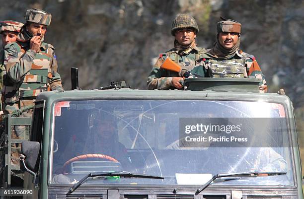 Convoy of Indian troopers passing through the border line area in Uri sector, which is approximately 110 KM far from summer capital of the state....