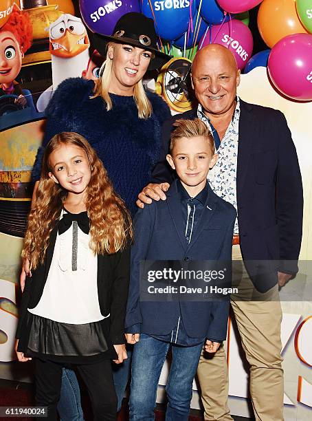 Aldo Zilli with wife Nikki and children Rocco and Twiggy attends a multimedia screening of "Storks" at Cineworld Leicester Square on October 2, 2016...