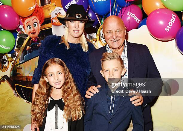 Aldo Zilli with wife Nikki and children Rocco and Twiggy attends a multimedia screening of "Storks" at Cineworld Leicester Square on October 2, 2016...