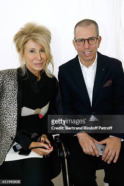Managing Editor at Madame Figaro Anne-Florence Schmitt and CEO Conde Nast, Jonathan Newhouse attend the Balenciaga show as part of the Paris Fashion...