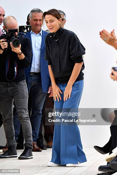 Designer Phoebe Philo is seen on the runway during the Celine show as part of the Paris Fashion Week Womenswear Spring/Summer 2017 on October 2, 2016...