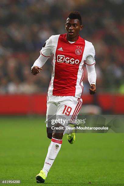 Mateo Cassierra of Ajax in action during the UEFA Europa League group G match between AFC Ajax and R. Standard de Liege at the Amsterdam Arena on...