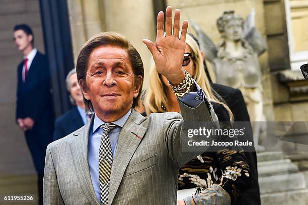 Designer Valentino Garavani is seen arriving at Valentino Fashion show during Paris Fashion Week Spring/Summer 2017 on October 2, 2016 in Paris,...
