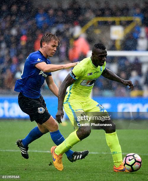 Ruud Vormer midfielder of Club Brugge and Anderson Esiti of KAA Gent pictured during Jupiler Pro League match between Club Brugge KV and KAA Gent on...