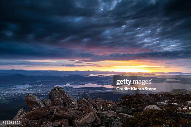 mt wellington view - hobart stock pictures, royalty-free photos & images