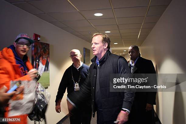 Commissioner Roger Goodell meets fans before the Denver Broncos vs Pittsburgh Steelers, NFL Divisional Round match at Authority Field at Mile High,...