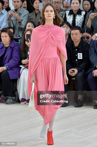 Model walks the runway at the Celine Spring Summer 2017 fashion show during Paris Fashion Week on October 2, 2016 in Paris, France.