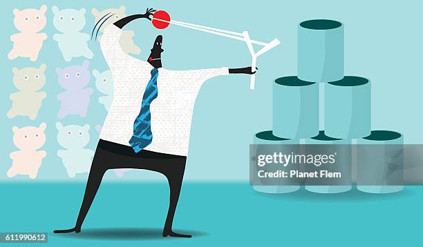 aim, shoot, win - catapult stock illustrations