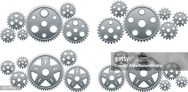 gears metallic cog vector icon set. - pinion stock illustrations