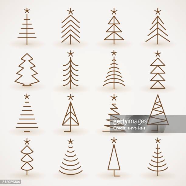 weihnachtsbaum-set - christmas tree vector stock-grafiken, -clipart, -cartoons und -symbole