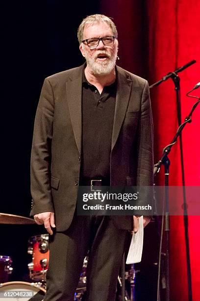 German comedian Wolfgang Trepper performs live during the show 'Nutten, Koks und frische Erdbeeren' at the Admiralspalast on September 30, 2016 in...