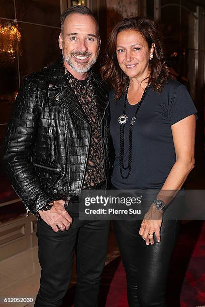 David Furnish and Tamar Manoukian attend the Siran Presentation At Hotel Plaza Athenee as part of the Paris Fashion Week Womenswear on October 2,...