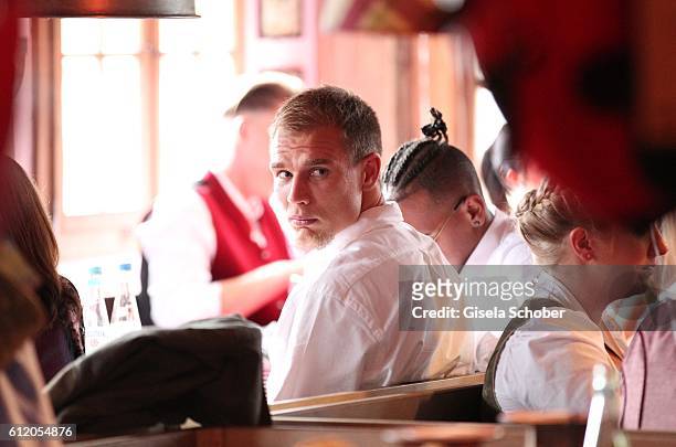 Bayern Soccer player Holger Badstuber attends the 'FC Bayern Wies'n' during the Oktoberfest at Kaeferschaenke / Theresienwiese on October 2, 2016 in...