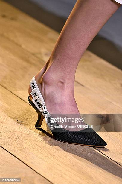 Model walks the runway during the Christian Dior Ready to Wear fashion show as part of the Paris Fashion Week Womenswear Spring/Summer 2017 on...