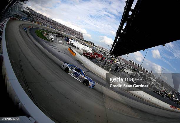 Jeff Gordon, driver of the Nationwide Chevrolet, races during the NASCAR Sprint Cup Series Citizen Solider 400 at Dover International Speedway on...