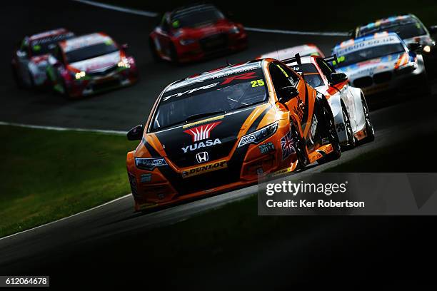 Matt Neal of Halfords Yuasa Racing Honda drives during the Dunlop MSA British Touring Car Championship at Brands Hatch on October 2, 2016 in...