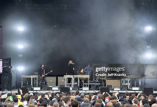 Rock band Metric performs onstage during The Meadows Music & Arts Festival Day 2 on October 2, 2016 in Queens, New York.