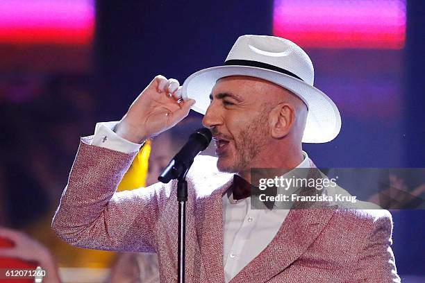 Turkish singer Serhat during the tv show 'Willkommen bei Carmen Nebel' at Velodrom on October 1, 2016 in Berlin, Germany.