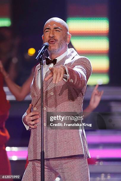 Turkish singer Serhat during the tv show 'Willkommen bei Carmen Nebel' at Velodrom on October 1, 2016 in Berlin, Germany.