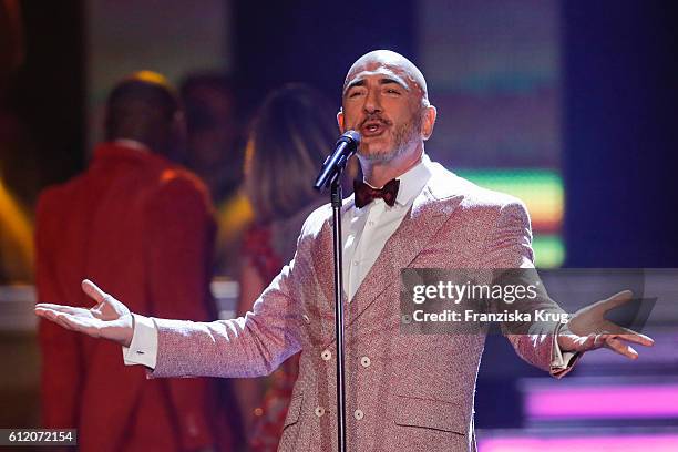 Turkish singer Serhat during the tv show 'Willkommen bei Carmen Nebel' at Velodrom on October 1, 2016 in Berlin, Germany.