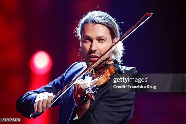 German violinist David Garrett during the tv show 'Willkommen bei Carmen Nebel' at Velodrom on October 1, 2016 in Berlin, Germany.