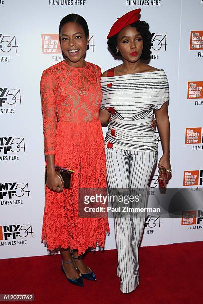Actor Naomie Harris and Actor Janelle Monae attend the "Moonlight" premiere during the 54th New York Film Festival at Alice Tully Hall, Lincoln...