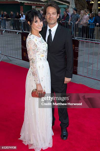 Lucy Owen and Rhodri Owen arrive for the 25th British Academy Cymru Awards at St David's Hall on October 2, 2016 in Cardiff, Wales.