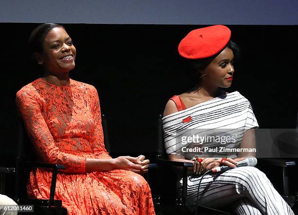 Actors Naomie Harris and Janelle Monae attend the 'Moonlight' Intro and Q&A during the 54th New York Film Festival at Alice Tully Hall, Lincoln...