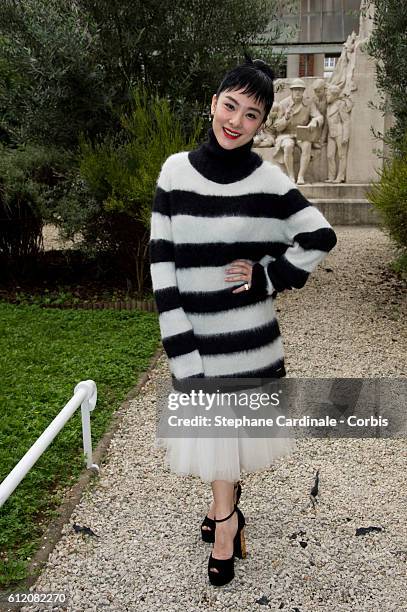 Guest attends the John Galliano show as part of the Paris Fashion Week Womenswear Spring/Summer 2017 on October 2, 2016 in Paris, France.