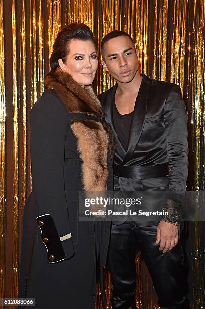 Kris Jenner and Olivier Rousteing attend the Gold Obsession Party - L'Oreal Paris : Photocall as part of the Paris Fashion Week Womenswear...