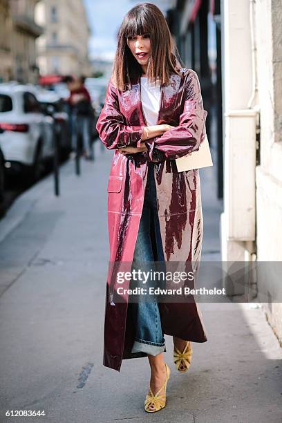 Evangelie Smyrniotaki is seen, outside the Valentino show, during Paris Fashion Week Spring Summer 2017, on October 2, 2016 in Paris, France.