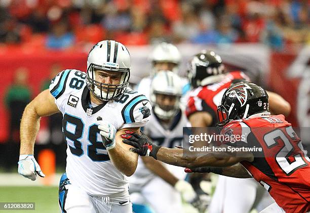 Atlanta Falcons strong safety Keanu Neal had to stick with Carolina Panthers tight end Greg Olsen all day during the NFL game between the Carolina...