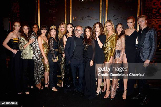 Cheryl Cole and models attends attends the L'OreAL Gold Obsession Party as part of the Paris Fashion Week Womenswear Spring/Summer 2017 on October 2,...