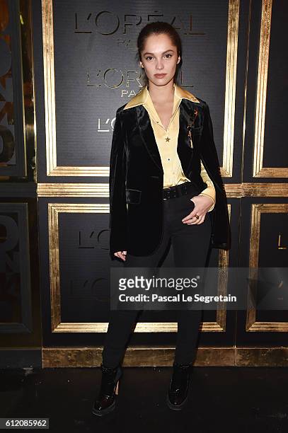Lola Le Lann attends the Gold Obsession Party - L'Oreal Paris : Photocall as part of the Paris Fashion Week Womenswear Spring/Summer 2017 on October...