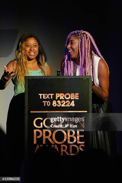 Phoebe Robinson and Jessica Williams attend The Golden Probe Awards 2016 at Le Poisson Rouge on October 2, 2016 in New York City.