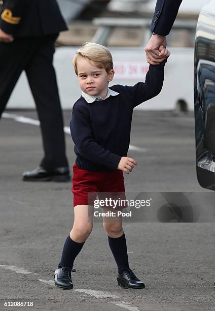 Prince William, Duke of Cambridge, Prince George of Cambridge, Catherine, Duchess of Cambridge and Princess Charlotte leave from Victoria Harbour to...