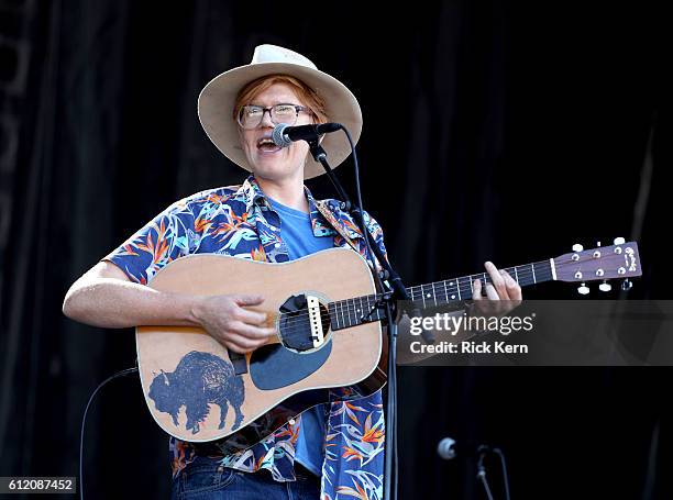 Recording artist Brett Dennen performs on the Samsung Stage during day 3 at Austin City Limits Music Festival 2016 at Zilker Park on October 2, 2016...