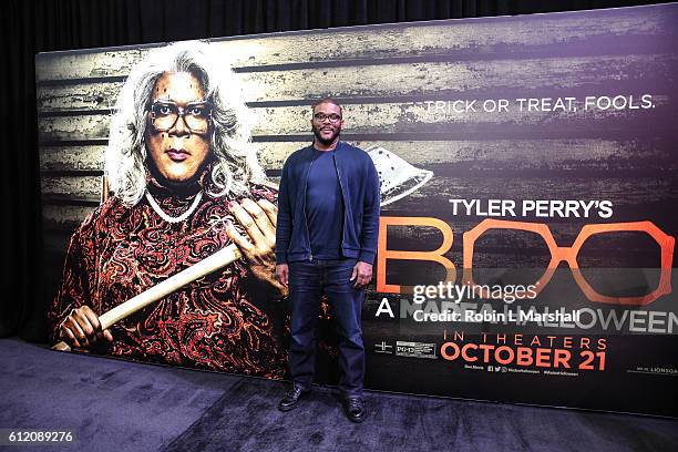 Actor and Producer Tyler Perry attends the screening of "Boo! A Madea Halloween" at Regal Atlantic Station on October 2, 2016 in Atlanta, Georgia.