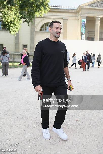 Fashion designer Riccardo Tisci seen prior to the Givenchy show as part of the Paris Fashion Week Womenswear Spring/Summer 2017 on October 2, 2016 in...