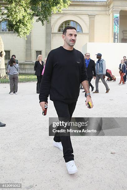 Fashion designer Riccardo Tisci seen prior to the Givenchy show as part of the Paris Fashion Week Womenswear Spring/Summer 2017 on October 2, 2016 in...