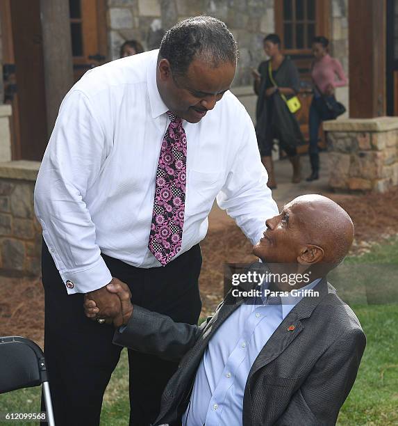 Roland Martin and Harry Belafonte attend 2016 Many Rivers To Cross Festival at Bouckaert Farm on October 2, 2016 in Fairburn, Georgia.