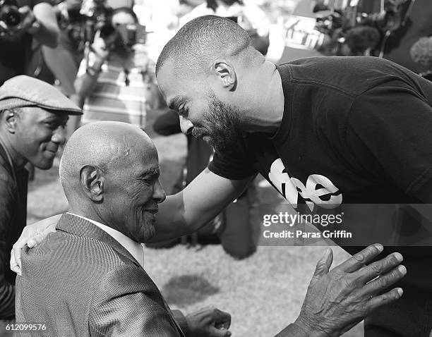 Harry Belafonte and Jesse Williams attend 2016 Many Rivers To Cross Festival at Bouckaert Farm on October 2, 2016 in Fairburn, Georgia.