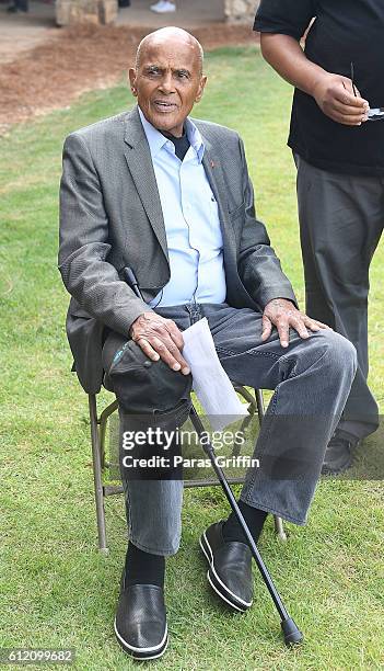 Actor Harry Belafonte attends 2016 Many Rivers To Cross Festival at Bouckaert Farm on October 2, 2016 in Fairburn, Georgia.