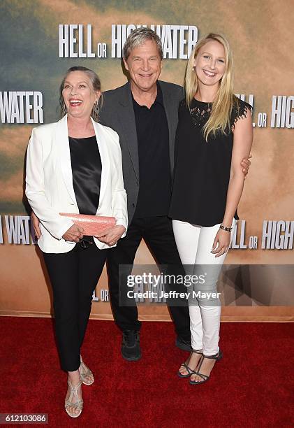 Susan Bridges, actor Jeff Bridges and daughter Haley Bridges arrive at the screening of CBS Films' 'Hell Or High Water' at ArcLight Hollywood on...